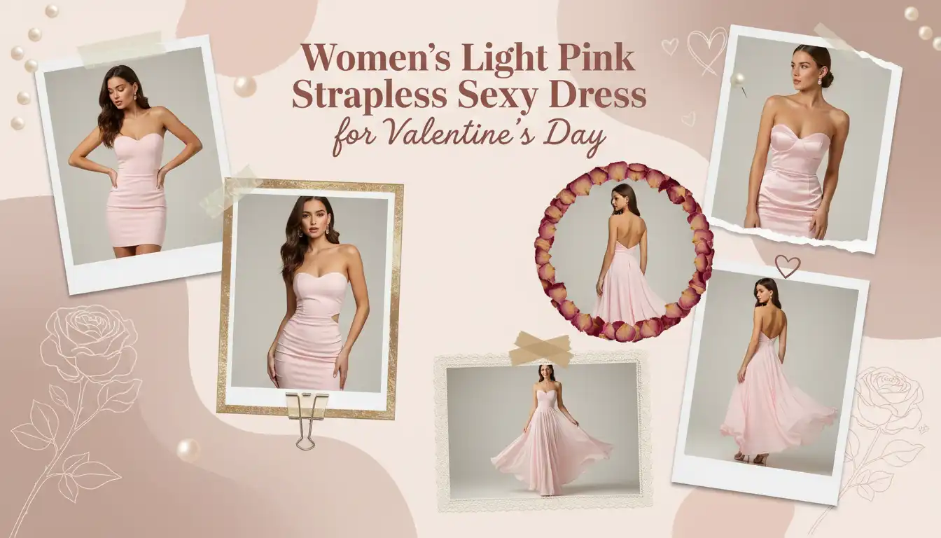 knee length dresses for ladies Karoline 3D Flower Strapless Mini Dress Pink